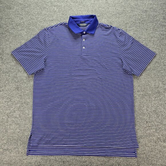 Polo‎ Golf Ralph Lauren Polo Shirt Mens XL/2XL Blue Striped Performance Casual - Picture 1 of 7